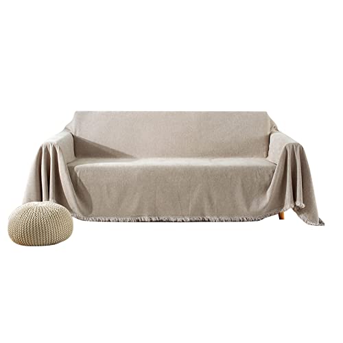 YIHANSS Sofadecke, Chenille-Decke, Sofadecke mit Quaste, superweiche Decke, Sofadecke/Khaki/180 * 420 cm von YIHANSS