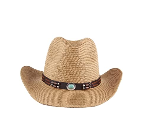 YIHANSS Sonnenhut Strandhut Bullenkopf Cowboyhut Herren und Damen Western Strandhut Faltbarer Cowgirlhut Strohhut Hüte von YIHANSS