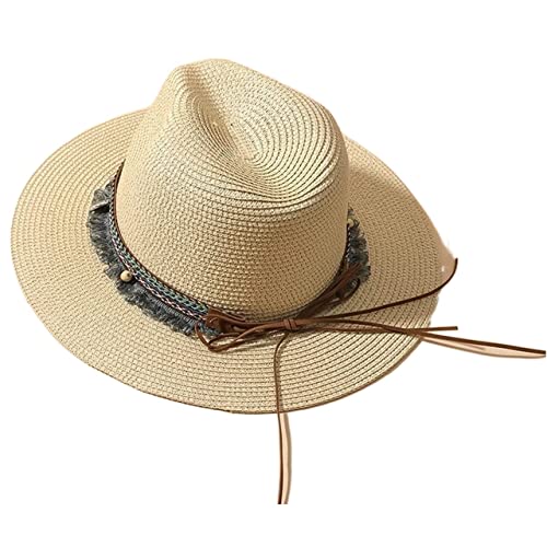 YIHANSS Sonnenhut Strandhut Fransen Verzierter Strohhut Damen Boho Strandhut Eleganter Sonnenhut Panamahut Strohhut Hüte von YIHANSS