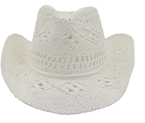 YIHANSS Sonnenhut Strandhut Handgewebt Western Cowboyhut Cowgirlhut Strohhut Sommer Sonnenhut Strohhut Hüte von YIHANSS