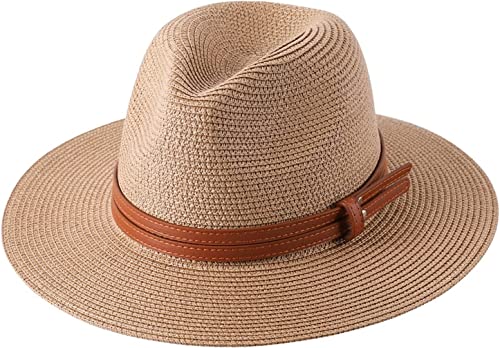 YIHANSS Sonnenhut Strandhut Natur Panama Weicher Strohhut Sommer Damen Breite Krempe Strand Sonnenhut UV-Schutz Strohhut Hüte von YIHANSS