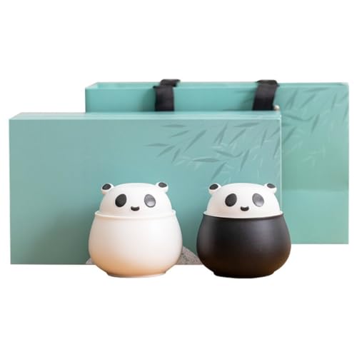 YIHANSS Teedose Panda Großtee-Vorratsdose Keramik versiegeltes Glas Küche Snackdose Bonbondose Haushalt Grüner und Schwarzer Teedose Tee-Aufbewahrungsbox von YIHANSS