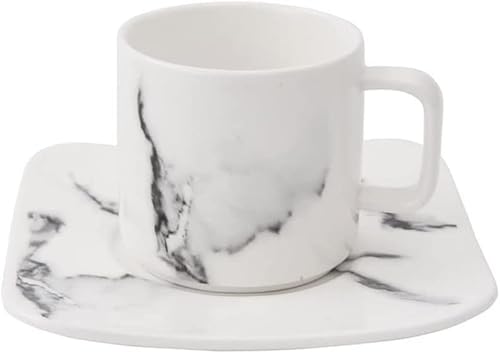 YIHANSS Teetasse und Untertasse, marmorierte, große Keramik-Kaffeetasse und Untertasse, 9,8 Unzen Nachmittagstee-Tasse und Untertasse, Porzellan-Teeset, Espresso-Kaffeetasse (Farbe: 4,2 oder) von YIHANSS