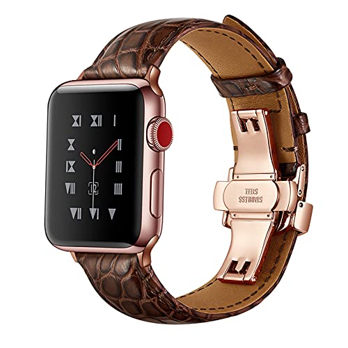 YIHANSS Uhrenarmbänder für Serie 1/2/3/4/5/6/SE, kompatibel mit iWatch 38 mm 40 cm/42 mm 44 mm, klassisches Uhrenarmband aus echtem Krokodilleder für Damen und Herren von YIHANSS