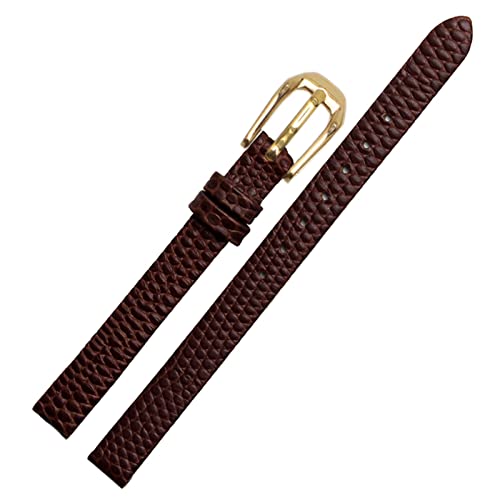 YIHANSS Uhrenarmband aus Rindsleder mit Eidechsenmuster für Damenuhren, Ersatzarmband in Weiß und Rot, ultradünn, 6 8 10 12 14 16 mm von YIHANSS