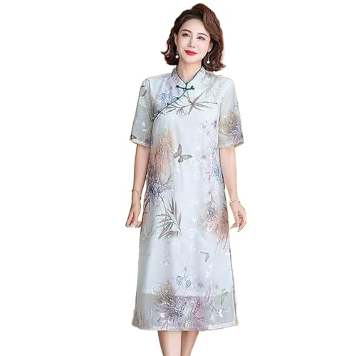 YIHANSS Vintage Damenkleid Sommer Cheongsam Kleid Kurzarm Druckkleid von YIHANSS