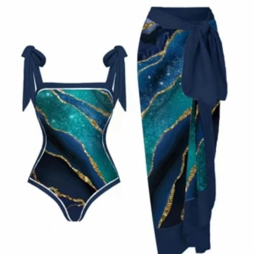 YIMAILD Badeanzug Einköpfiger Bikini-Bikini-Set Konservativer Bauchbedeckungskleid Chiffon Wrap Rock-Moran -Anzug-l von YIMAILD