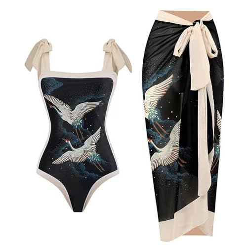 YIMAILD Badeanzug Einköpfiger Bikini-Bikini-Set Konservativer Bauchbedeckungskleid Chiffon Wrap Rock-märchenanzug-2xl von YIMAILD