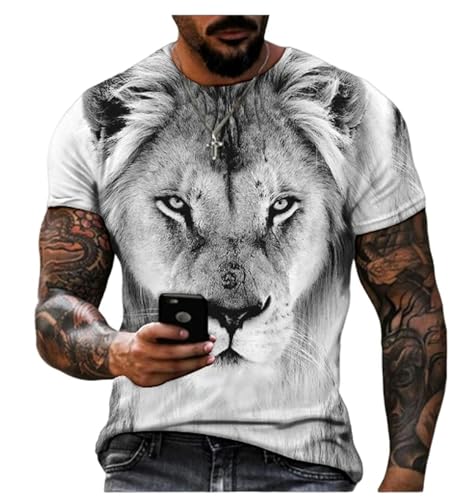 YIMAIWLX kurze Ärmel Herren T-shirts Animaldruck Grafik T-shirts 3D Animal Head Kurzarm T-shirt Tops Lose Sports Lustige Neuartige T-shirts-a008-5xl von YIMAIWLX