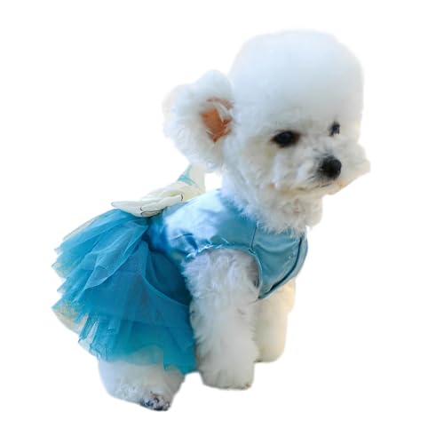 YIMAIZYY Kleidung Haustierkleidung Katze Frühling/Sommer Blau Tanp Top Bow Prinzessin Kleidungsschnalle Für Kleine Und Mittelgroße Hunde Geeignet-Blau-XL von YIMAIZYY