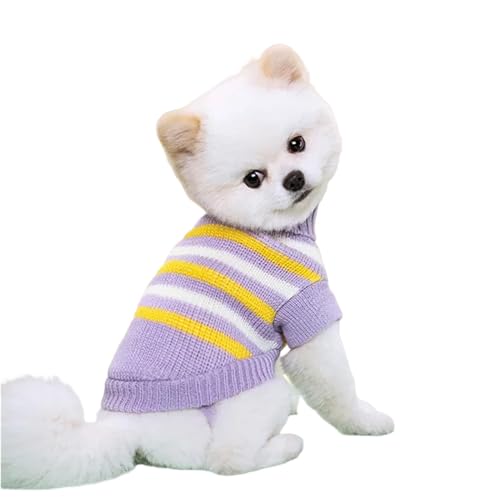 YIMAIZYY Kleidung Herbst Winter Hunde Gestrickt-Lila Streifen-XL von YIMAIZYY