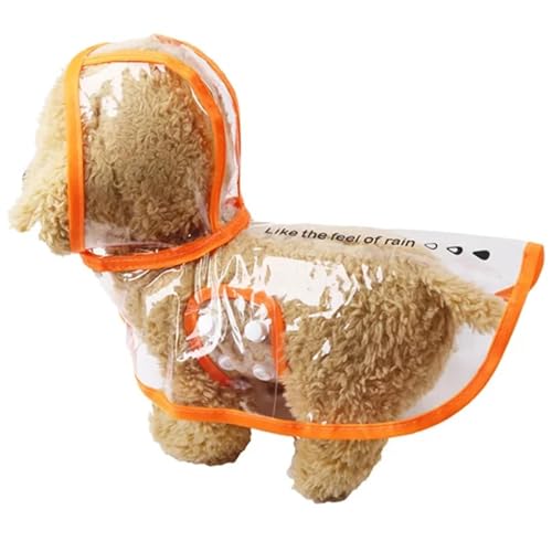YIMAIZYY Kleidung Outdoor Jacke Welpe Regenmantel Transparente Hoodies Haustier Hundekleidung Für Kleine Hunde Kleidung wasserdichte Kleidung S-XL-Orange-M von YIMAIZYY