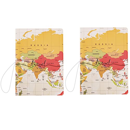 YINETTECH Reisepasshülle, Weltkarte, schmal, personalisierbar, Reisepass-Schutzhülle, unverzichtbares Reisezubehör für Damen und Herren, 2 Stück von YINETTECH