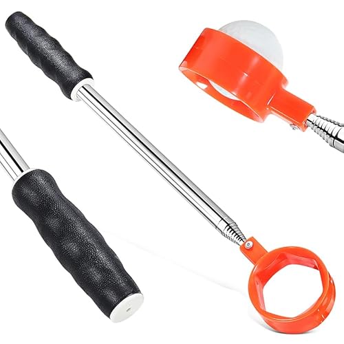 YINFEIAI Teleskop-Golfball-Riever für Wasser, Golfball-Aufhebung, einziehbar, längste Länge, 1,8 m/2,7 m/3,6 m, Ball-Retriever-Greifer, Krallensaugnapf (Orange, 3,6 m) von YINFEIAI