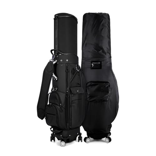 Golftasche, Standtasche, Golftasche mit Rollen, tragbare Golftasche mit großen Rollen(Black) von YIORYO
