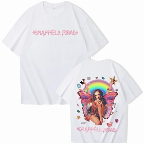 Chappell Roan Music T-Shirt Pink Pony Club Aufstieg Und Fall Eines Mittleren Westens Prinzessin T-Shirts Pink Pony Club T-Shirt Kurzärmeliges Unisex-Sweatshirt Mit Rundhalsausschnitt (White,S) von YIOXYOU