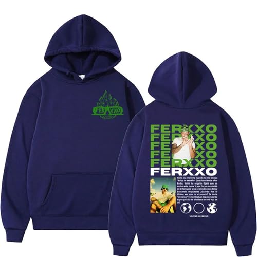 Feid Ferxxo Hoodie Rapper World Tour Album Hoodies Herrenbekleidung Hip Hop Vintage Sweatshirts Hohe Qualität Casual Oversized Pullover Rundhals Baumwolle Sweatshirt Unterhemd Unisex (Blue,XL) von YIOXYOU