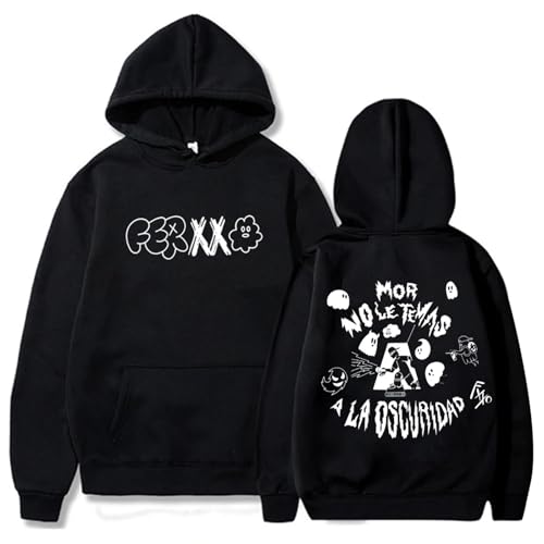 Feid Ferxxo Hoodie Vintage Hoodies Unisex Pullover Tops Streetwear Grafikdruck Hip Hop Oversized Pullover Rundhalsausschnitt Baumwolle Langarm Sweatshirt Frühling Und Herbst Bekleidung (Black,L) von YIOXYOU