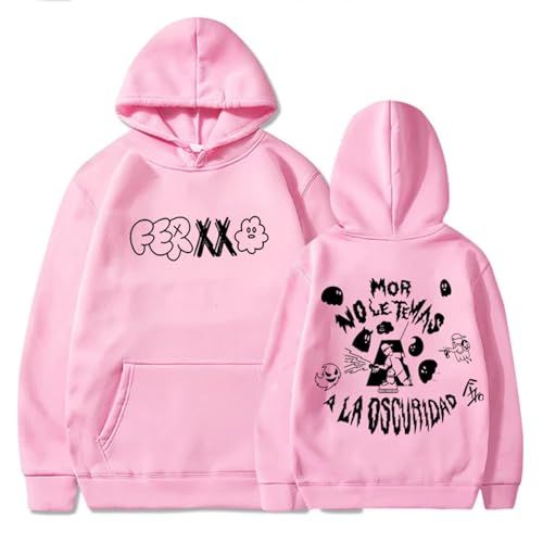 Feid Ferxxo Hoodie Vintage Hoodies Unisex Pullover Tops Streetwear Grafikdruck Hip Hop Oversized Pullover Rundhalsausschnitt Baumwolle Langarm Sweatshirt Frühling Und Herbst Bekleidung (Pink,XL) von YIOXYOU