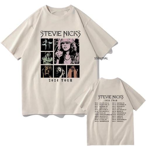 Stevie Nicks T-Shirt Tour Live In Concert Retro Bekleidung Harajuku Sommer Tops Vintage Unisex Baumwolle Grafik Druck Rundhalsausschnitt Oversized Kurzärmeliges Sweatshirt Pullover (Khaki,XXL) von YIOXYOU