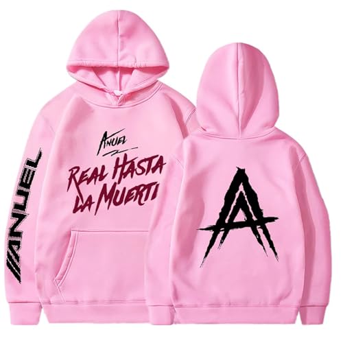 YIOXYOU Anuel Aa Hoodie Album Real Hasta La Muerte Hoodies Männer Langarm Sweatshirts Frauen Casual Harajuku Streetwear Hoodie Pullover Rundhalsausschnitt Baumwolle Sweatshirt Unterhemd (Pink,M) von YIOXYOU