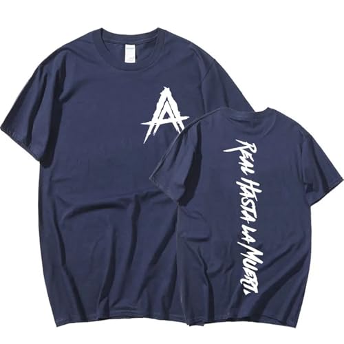 YIOXYOU Anuel Aa T-Shirt Real HastaLa Muerte Oversized Männer Frauen Hip Hop Baumwolle T-Shirt Retro Fashion Rapper Streetwear Rundhalsausschnitt Kurzärmeliges Sweatshirt (Blue,XS) von YIOXYOU