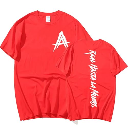 YIOXYOU Anuel Aa T-Shirt Real HastaLa Muerte Oversized Männer Frauen Hip Hop Baumwolle T-Shirt Retro Fashion Rapper Streetwear Rundhalsausschnitt Kurzärmeliges Sweatshirt (Red,XL) von YIOXYOU