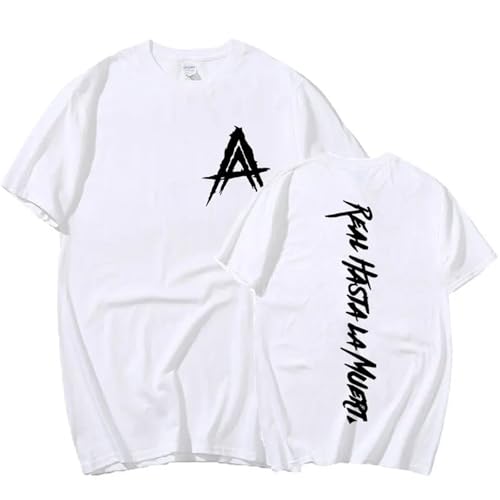 YIOXYOU Anuel Aa T-Shirt Real HastaLa Muerte Oversized Männer Frauen Hip Hop Baumwolle T-Shirt Retro Fashion Rapper Streetwear Rundhalsausschnitt Kurzärmeliges Sweatshirt (White,XL) von YIOXYOU