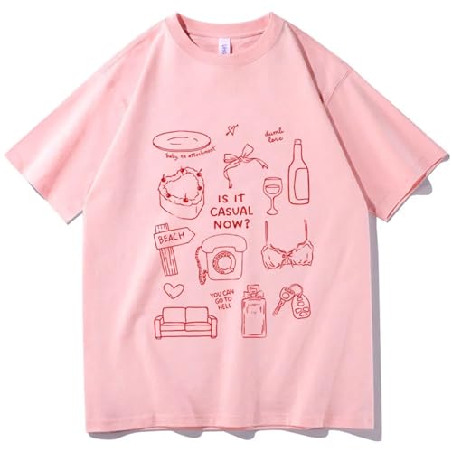 YIOXYOU Chappell Roan Casual T-Shirts Chappell Roan Music Merchandise Harajuku Unisex Kurzarmshirts Mit O-Ausschnitt Sweatshirt Pullover Aus Baumwolle (Pink,3XL) von YIOXYOU