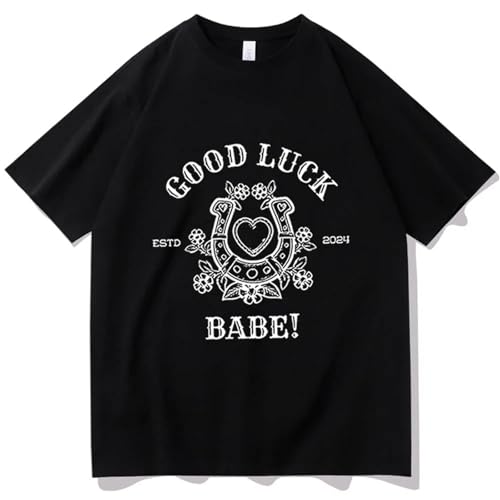 YIOXYOU Chappell Roan Good Luck Babe Kurzarm-T-Shirt Chappell Roan Merchandise Fan Geschenk Harajuku Unisex Hemd Mit O-Ausschnitt Baumwolle Kurzärmeliges Sweatshirt Unterhemd (Black,3XL) von YIOXYOU