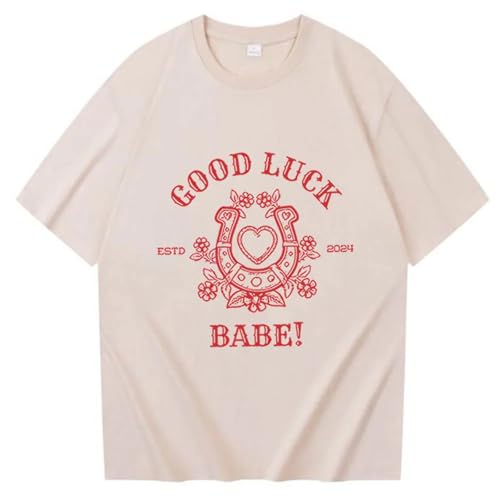 YIOXYOU Chappell Roan Good Luck Babe Kurzarm-T-Shirt Chappell Roan Merchandise Fan Geschenk Harajuku Unisex Hemd Mit O-Ausschnitt Baumwolle Kurzärmeliges Sweatshirt Unterhemd (Khaki,M) von YIOXYOU