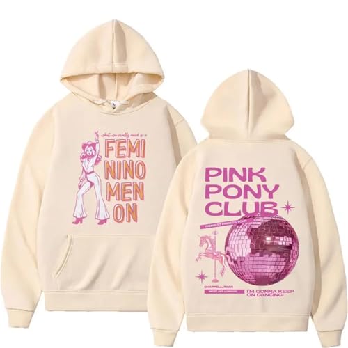 YIOXYOU Chappell Roan Hoodie Pink Pony Club Midwest Princess Tour Hoodies Unisex Streetwear Sweatshirts Rundhalsausschnitt Baumwolle Oversize-Langarm-Sweatshirt-Pullover (Khaki,3XL) von YIOXYOU