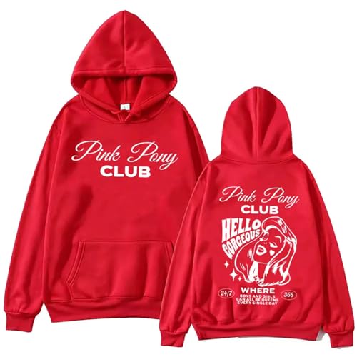 YIOXYOU Chappell Roan The Midwest Princess Tour Hoodie Harajuku Hip Hop Pullover Tops Sweatshirt Rundhalsausschnitt Baumwolle Oversized Langärmeliger Pullover Sweatshirt (Red,XL) von YIOXYOU