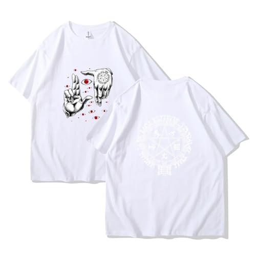 YIOXYOU Hellsing Ultimate T-Shirts Anime Herrenbekleidung Augen Grafik Manga Harajuku T-Shirts Unisex Sommer Top Männliche Streetwear Hip-Hop Oversized Kurzarm Rundhalsausschnitt Baumwolle (White,XS) von YIOXYOU