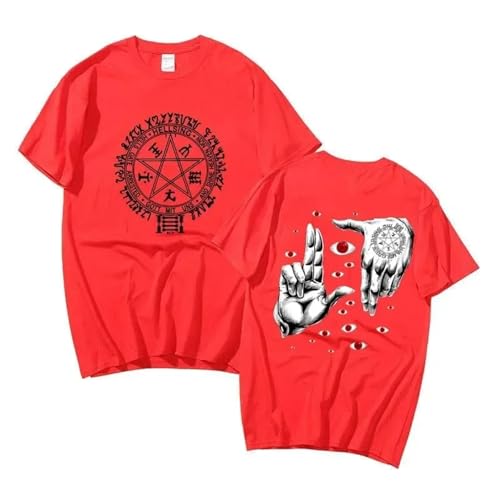 YIOXYOU Hellsing Ultimate T-Shirts Anime Herrenbekleidung Grafik Manga Alucard Augen Harajuku Baumwolle T-Shirts Unisex Top Streetwear Rundhalsausschnitt Casual Kurzärmeliger Pullover (Red,XS) von YIOXYOU