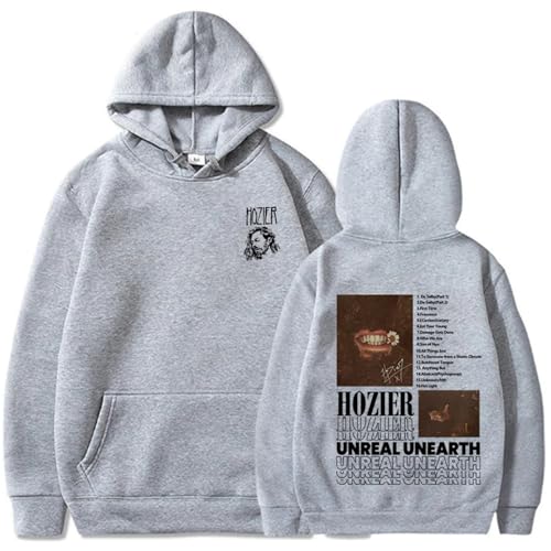 YIOXYOU Hozier Hoodie Unreal Unearth Sweatshirt Pullover Unisex Hip-Hop Oversized Langärmeliges Sweatshirt Baumwolle Rundhalsausschnitt Pullover Sweatshirt Unterhemd (Grey,S) von YIOXYOU