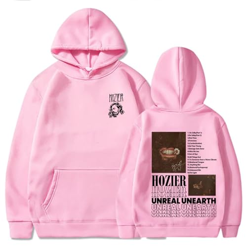 YIOXYOU Hozier Hoodie Unreal Unearth Sweatshirt Pullover Unisex Hip-Hop Oversized Langärmeliges Sweatshirt Baumwolle Rundhalsausschnitt Pullover Sweatshirt Unterhemd (Pink,XL) von YIOXYOU