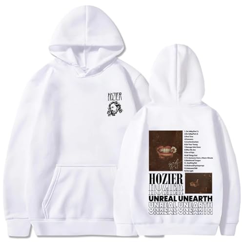 YIOXYOU Hozier Hoodie Unreal Unearth Sweatshirt Pullover Unisex Hip-Hop Oversized Langärmeliges Sweatshirt Baumwolle Rundhalsausschnitt Pullover Sweatshirt Unterhemd (White,L) von YIOXYOU