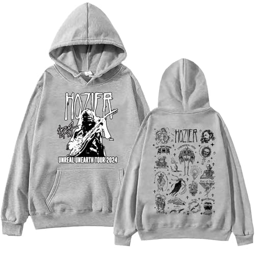 YIOXYOU Hozier Hoodie Unreal Unearth Tour Harajuku Pullover Tops Mann Frau Sweatshirt Fans GeschenkHip Hop Oversized Langarm Rundhalsausschnitt Baumwolle Pullover Sweatshirt Unterhemd (Grey,XS) von YIOXYOU