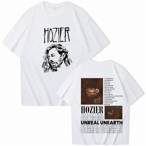 YIOXYOU Hozier T-Shirt Unreal Unearth Tops Leibchen Unisex Hip Hop Oversized Kurzarm Sommer Rundhalsausschnitt Baumwoll-Sweatshirt Unterhemd T-Shirt Pullover (White,XS) von YIOXYOU