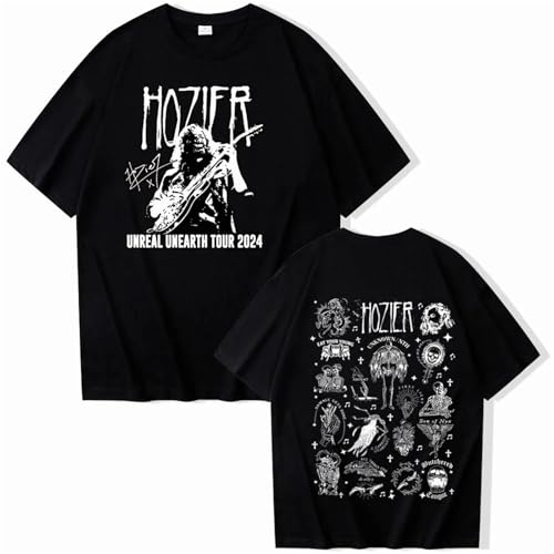 YIOXYOU Hozier Unreal Unearth Tour T-Shirt Mann Frauen Harajuku O-Ausschnitt Sommer Casual Hemd Fans Geschenk Unisex Baumwolle Kurzarm Hip-Hop Oversized Sweatshirt (Black,M) von YIOXYOU