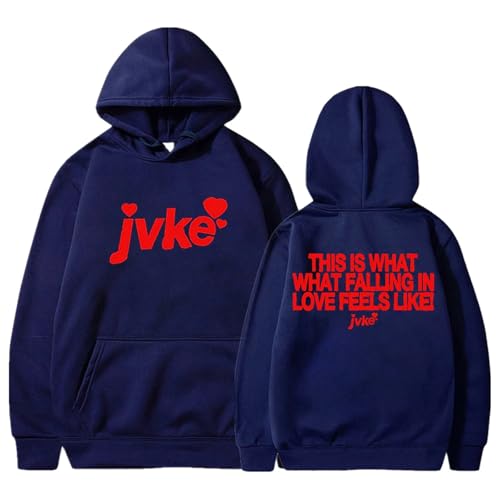 YIOXYOU Jvke Hoodie Streetwear Damen Herren Kapuzensweatshirt Hip Hop Bekleidung Casual Print Oversized Kurzärmeliges Unterhemd Top Rundhalsausschnitt Baumwolle Sweatshirt Pullover (Blue,XXL) von YIOXYOU