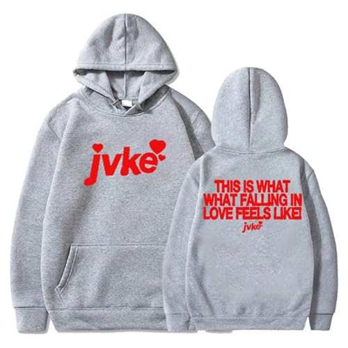 YIOXYOU Jvke Hoodie Streetwear Damen Herren Kapuzensweatshirt Hip Hop Bekleidung Casual Print Oversized Kurzärmeliges Unterhemd Top Rundhalsausschnitt Baumwolle Sweatshirt Pullover (Grey,XL) von YIOXYOU