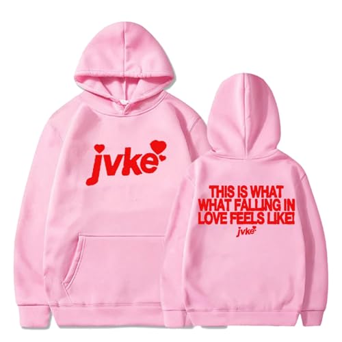 YIOXYOU Jvke Hoodie Streetwear Damen Herren Kapuzensweatshirt Hip Hop Bekleidung Casual Print Oversized Kurzärmeliges Unterhemd Top Rundhalsausschnitt Baumwolle Sweatshirt Pullover (Pink,M) von YIOXYOU