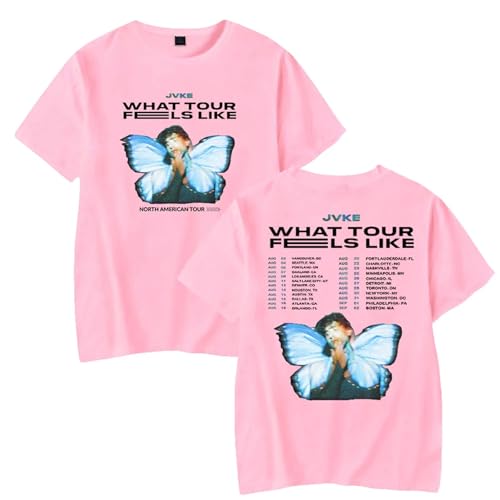 YIOXYOU Jvke T-Shirt What Tour Feels Like GrafikdruckT-Shirt Mit Rundhalsausschnitt Frauen Herren T-Shirt Hip Hop Bekleidung Baumwolle Oversized Sweatshirt Mit Kurzen Ärmeln Freizeitmantel (Pink,L) von YIOXYOU