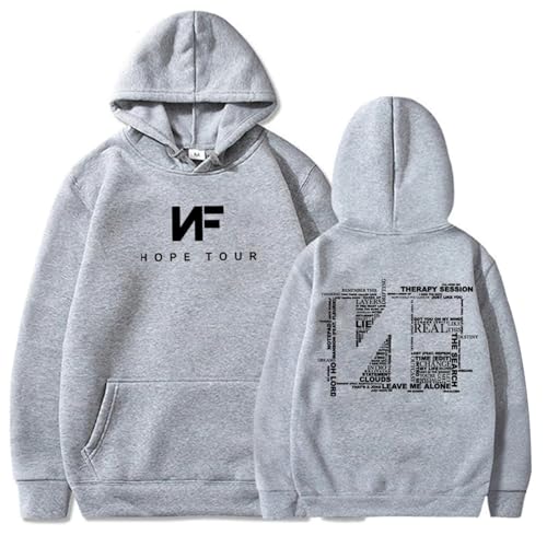 YIOXYOU NF Hope Tour Hoodie NF Merch NF Music Album Hoodie Geschenk Für NF Fan Pullover Tops Streetwear Unisex Rundhalsausschnitt Baumwolle Hoodie Pullover Sweatshirt (Grey,L) von YIOXYOU