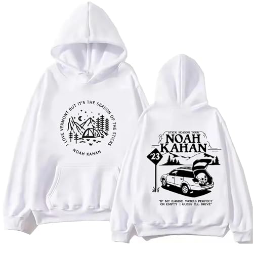 YIOXYOU Noah Kahan Kapuzenpullover Unisex Langarm Sweatshirt Musik Fans Geschenk Frühling Sommer Casual Print Hip Hop Oversized Sweatshirt Rundhalsausschnitt Baumwolle Pullover (White,M) von YIOXYOU