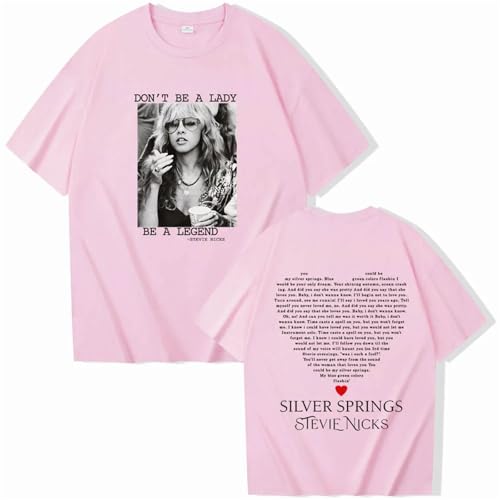 YIOXYOU Stevie Nicks T-Shirt Bedrucktes Muster Mann Frauen Harajuku Sommer Casual Hemd Fans Geschenk Hip Hop Oversized Kurzarm Sweatshirt Rundhalsausschnitt Baumwolle Pullover (Pink,M) von YIOXYOU