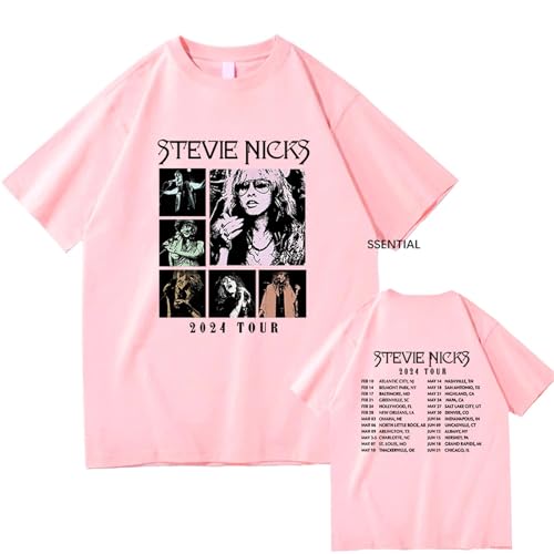 YIOXYOU Stevie Nicks T-Shirt Tour Live In Concert Retro Bekleidung Harajuku Sommer Tops Vintage Unisex Baumwolle Grafik Druck Rundhalsausschnitt Oversized Kurzärmeliges Sweatshirt Pullover (Pink,M) von YIOXYOU