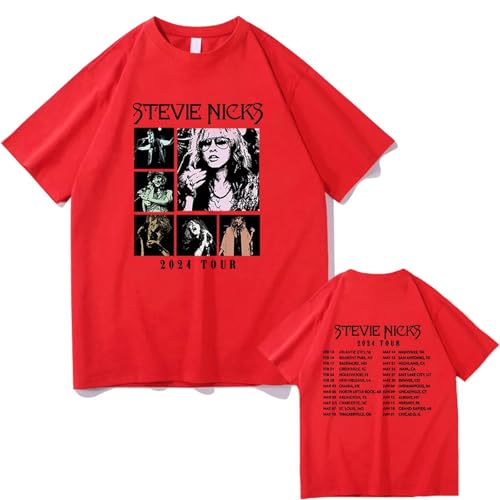 YIOXYOU Stevie Nicks T-Shirt Tour Live In Concert Retro Bekleidung Harajuku Sommer Tops Vintage Unisex Baumwolle Grafik Druck Rundhalsausschnitt Oversized Kurzärmeliges Sweatshirt Pullover (Red,3XL) von YIOXYOU